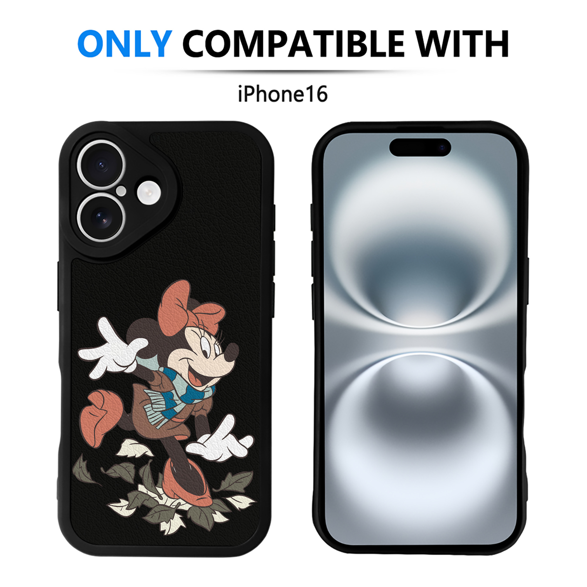 （画像用） ミッキーマウス Mickey Mouse 【iPhone 16シリーズ対応】シリコンスマホケース（レザー調） 材質：シリコン